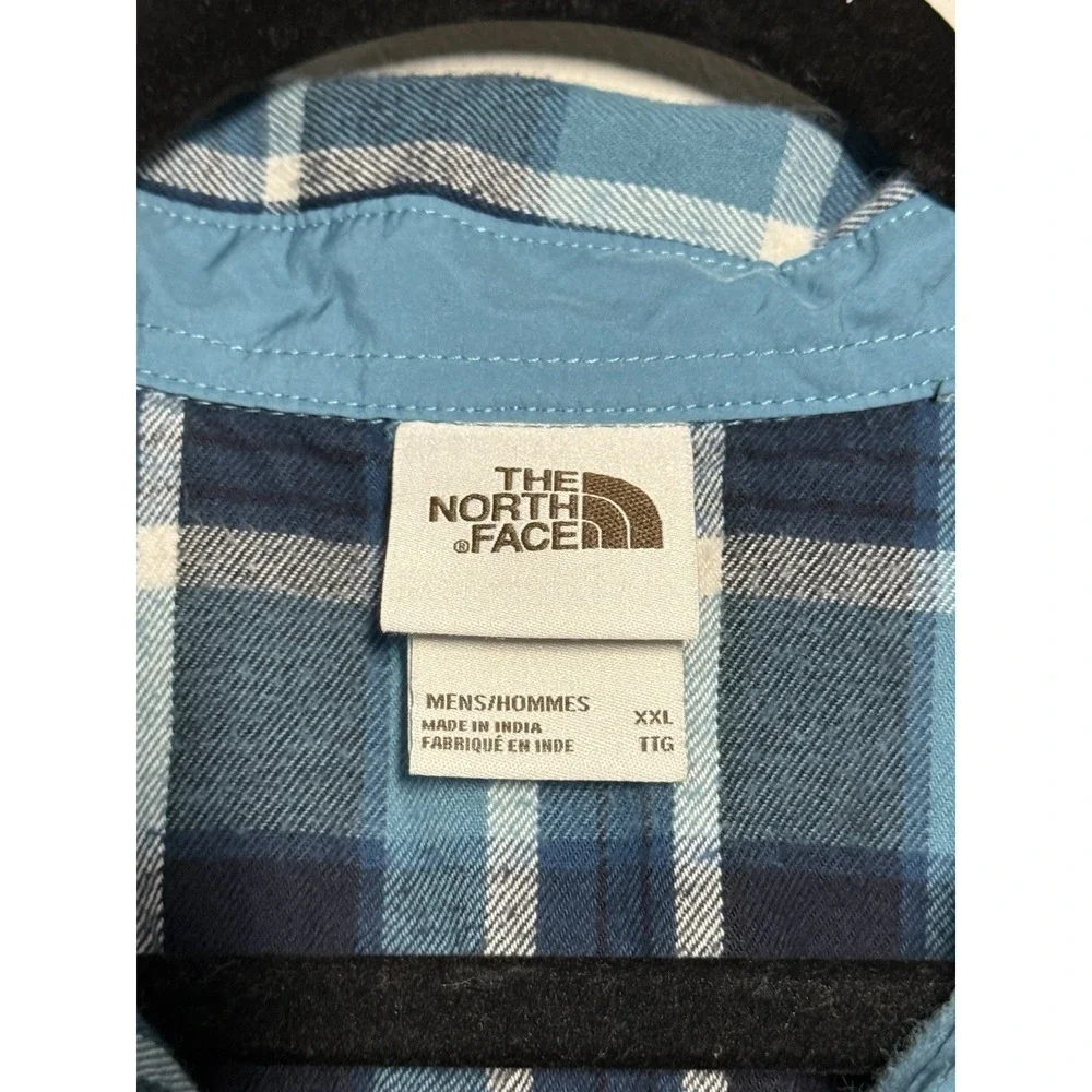 The North Face Flannel Button Up Shirt Men's Size 2XL Blue Plaid Long Sleeve